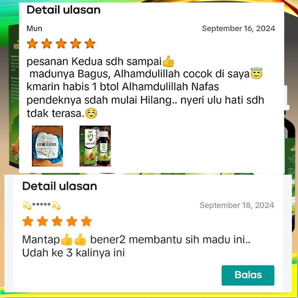 TESTIMONI MADU HERBAL GERD HERO JAKARTA UTARA OBAT CEMAS PANIK GELISAH ANXIETY DISORDER GERD GEERD MAAG MAGH ASAM LAMBUNG KRONIS ASLI ORIGINAL 100%